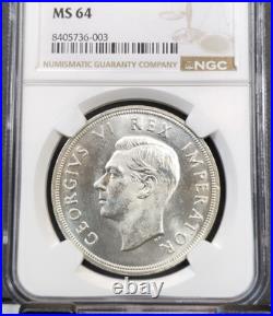 1947 South Africa Silver 5 Shillings Springbok Ngc Ms 64 Scarce Beautiful Bu