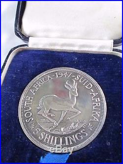 1947 South Africa Silver Proof 5 Shillings In Case