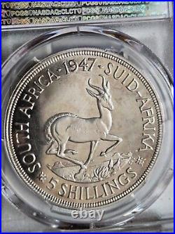 1947 South africa Silver 5 Shillings GEM PCGS Proof 65 Crown
