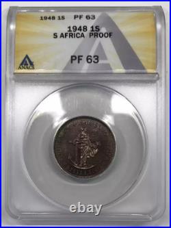 1948 SOUTH AFRICA Silver SHILLING ANACS PR-63 KM#37.1