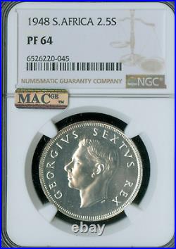 1948 South Africa 2.5 Shillings Ngc Pf64 Mac Spotless