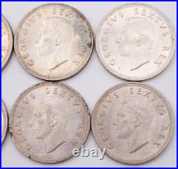 1948 South Africa 5 Shillings 10x Large silver coins Springbok 10-coins AU-UNC