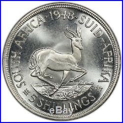 1948 South Africa 5 Shillings Certified PCGS PL67 Silver Coin