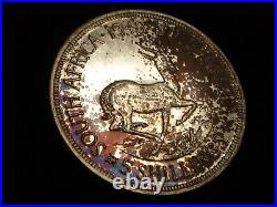1948 South Africa 5 Shillings / Large Silver Crown Coin RAINBOW TONING George VI