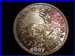 1948 South Africa 5 Shillings / Large Silver Crown Coin RAINBOW TONING George VI