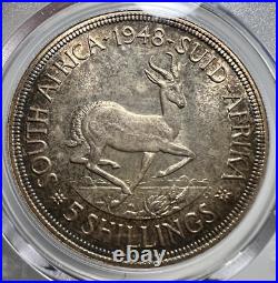 1948 South Africa 5 Shillings PCGS PL66 Toned Silver Coin George VI