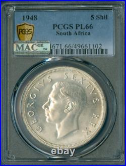 1948 South Africa 5 Shillings Pcgs Pl66 Pq Mac Spotless