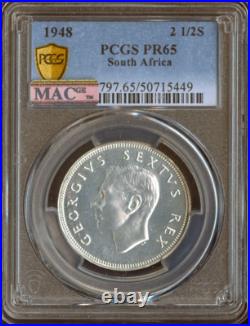 1948 South Africa Silver 2-1/2 Shillings PCGS PR65 Quality