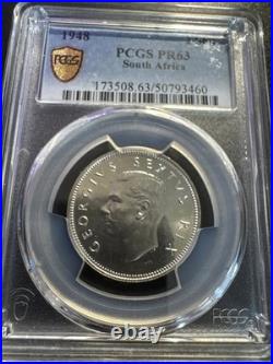 1948 South Africa Silver 2 Shillings PCGS Gold Shield PR63 Quality
