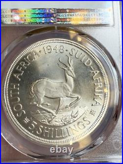 1948 South Africa Silver 5 Shillings, PCGS MS-67 High Grade