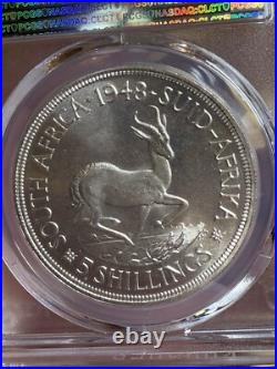 1948 South Africa Silver 5 Shillings, PCGS MS-67 High Grade
