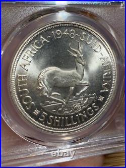 1948 South Africa Silver 5 Shillings, PCGS MS-67 High Grade