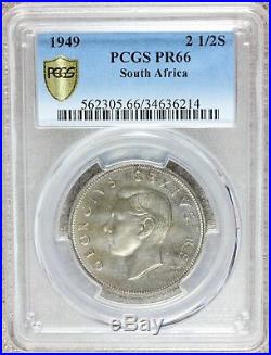 1949 South Africa 2 1/2 2.5 Shillings Silver Proof Coin PCGS PR 66 KM# 39.1