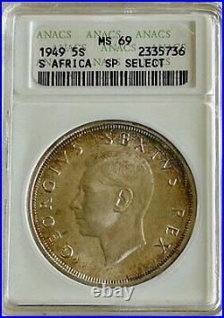 1949 South Africa 5 Shillings MS69 ANACS