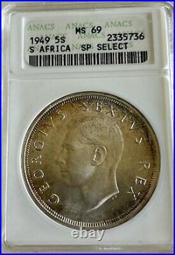 1949 South Africa 5 Shillings MS69 ANACS