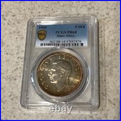 1949 South Africa Silver 5 Shilling Proof, PCGS PR64