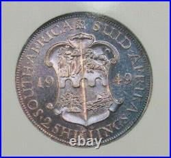 1949 South Africa Silver Proof 2 Shillings NGC PF66 Beautiful Purple/Blue Toning
