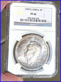 1949 South africa 5 Shillings NGC PROOF 66 GEM 1 oF 800 TOP POP