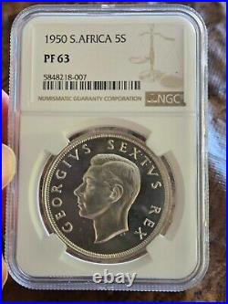 1950 South Africa 5 Shillings Crown NGC PROOF Blazing Beauty (1 of 500)