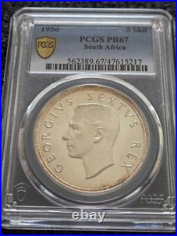 1950 South Africa 5 Shillings Crown PCGS PROOF 67 # TOP POP OBO