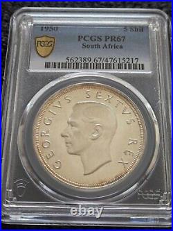 1950 South Africa 5 Shillings Crown PCGS Pf 67 (1 of 500) #1 TOP POP