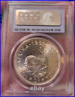1951 Silver 5 Shillings Pl67 Pcgs South Africa 5s Crown Prooflike George VI