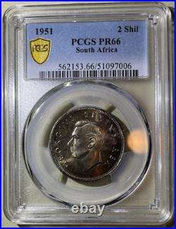 1951 South Africa Proof 2 Shillings PCGS PR66 Graded Silver Coin