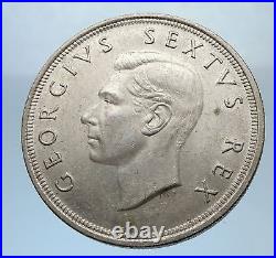 1952 SOUTH AFRICA 300th Cape Town Riebeeck w SHIP Silver 5 Shillings Coin i72473