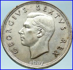 1952 SOUTH AFRICA 300th Cape Town Riebeeck w SHIP Silver 5 Shillings Coin i82878