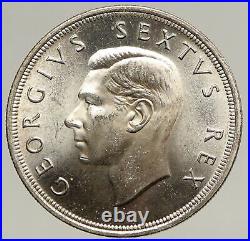 1952 SOUTH AFRICA 300th Cape Town Riebeeck w SHIP Silver 5 Shillings Coin i93454