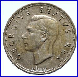 1952 SOUTH AFRICA 300th Cape Town Riebeeck w SHIP Silver 5 Shillings Coin i95677