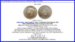 1952 SOUTH AFRICA 300th Cape Town Riebeeck w SHIP Silver 5 Shillings Coin i95688