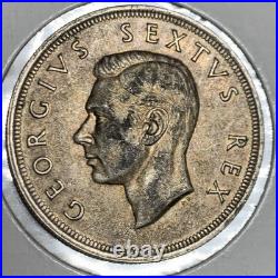 1952 SOUTH AFRICA George VI 300th Cape Town SHIP Silver 5 Shillings Coin i109615