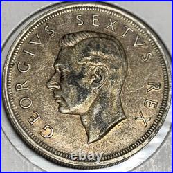 1952 SOUTH AFRICA George VI 300th Cape Town SHIP Silver 5 Shillings Coin i109615