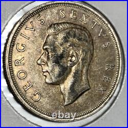 1952 SOUTH AFRICA George VI 300th Cape Town SHIP Silver 5 Shillings Coin i109615
