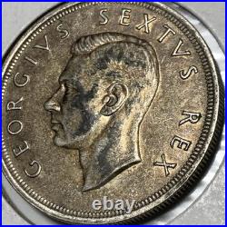 1952 SOUTH AFRICA George VI 300th Cape Town SHIP Silver 5 Shillings Coin i109615