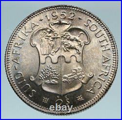1952 SOUTH AFRICA Large GEORGE VI Shields VINTAGE Silver 2 Shillings Coin i84112
