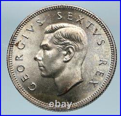 1952 SOUTH AFRICA Large GEORGE VI Shields VINTAGE Silver 2 Shillings Coin i84112