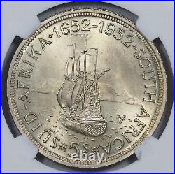 1952 SOUTH AFRICA SILVER 5 SHILLINGS, CAPETOWN 300th ANNIVERSARY, NGC PL67, TOP