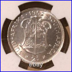 1952 SOUTH AFRICA TWO SHILLINGS NGC MS 64 Silver
