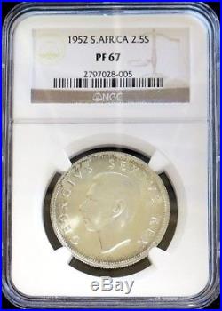 1952 Silver South Africa 2.5 Shillings George VI Half Crown Coin Ngc Proof 67