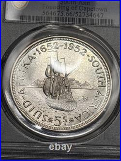 1952 South Africa 5 Shillings 300th Anniversary Founding of Capetown PCGS PL66