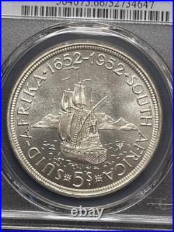 1952 South Africa 5 Shillings 300th Anniversary Founding of Capetown PCGS PL66