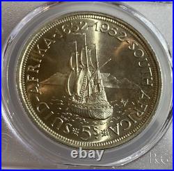 1952 South Africa 5 Shillings Silver Coin Pcgs Pl66, Proof Like