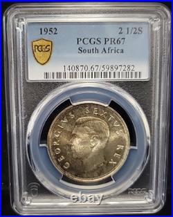 1952 South Africa Proof 2 1/2 Shilling PCGS PR67 Toned Foreign World Coin