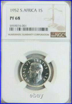 1952 South Africa Silver 1 Shilling Ngc Pf 68 Pq Extremely Rare Top Pop