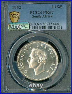 1952 South Africa Silver 2 1/2 Shillings Pcgs Pr67 Mac Spotless 2nd Finest