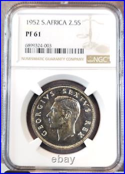 1952 South Africa Silver 2.5 Shillings George VI Ngc Pf 61 Rare Proof