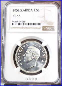 1952 South Africa Silver 2.5 Shillings George VI Ngc Pf 66 Rare Gem Proof