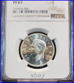 1952 South Africa Silver 2 Shillings Ngc Pf 67 Scarce Top Pop